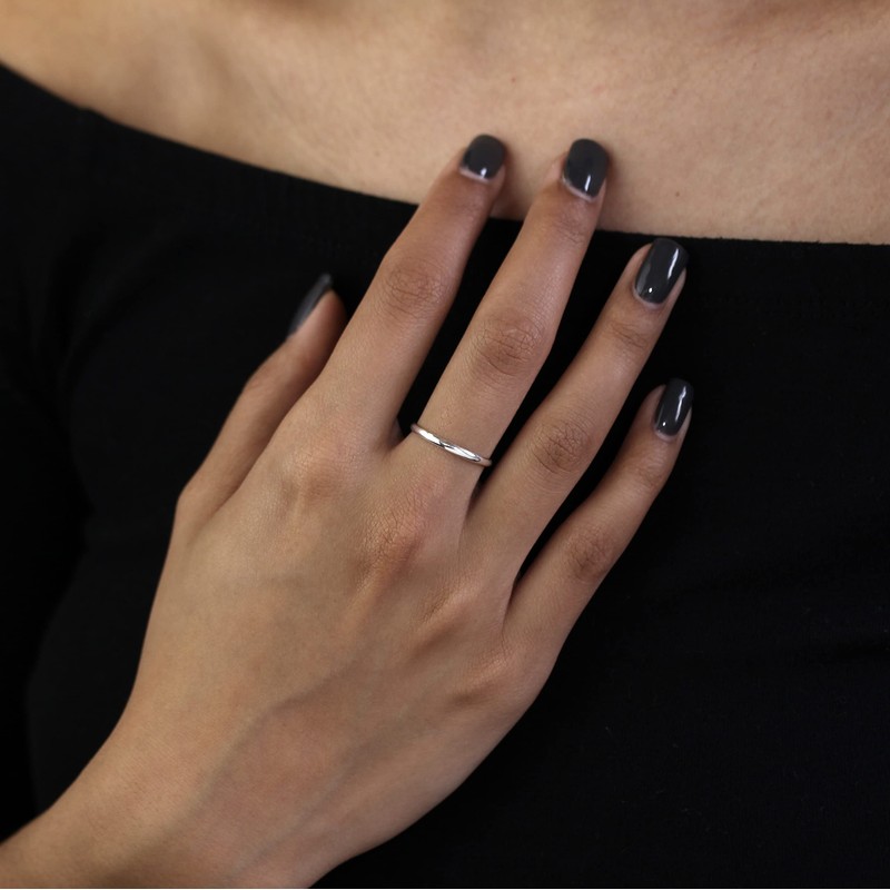 Sterling Silver 2mm D Shaped Wedding Band Ring Size L