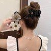 Versatile Mesh Cubic Flower Hair Clip for Ponytails and Buns Champagne 10ea