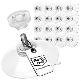 com-four® 16 x suction cups with M4 thread, diameter 40 mm, extra strong hold on smooth surfaces, premium suction cup with transparent knurled nut, easy installation without drilling