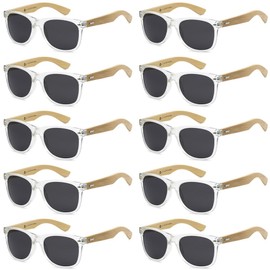 Got Shades Wholesale Bamboo Sunglasses Retro 80's Wood Sunglasses Men-Cool Sunglasses for Men & Women-10 Pack
