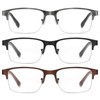 SUNAMOY 3 Pack Extra Wide Metal Reading Glasses Men, Half