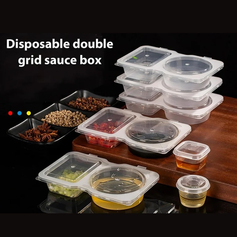 JOLAFUNBS 8 Set Double Compartment Snack Pot Reusable Snack Containers