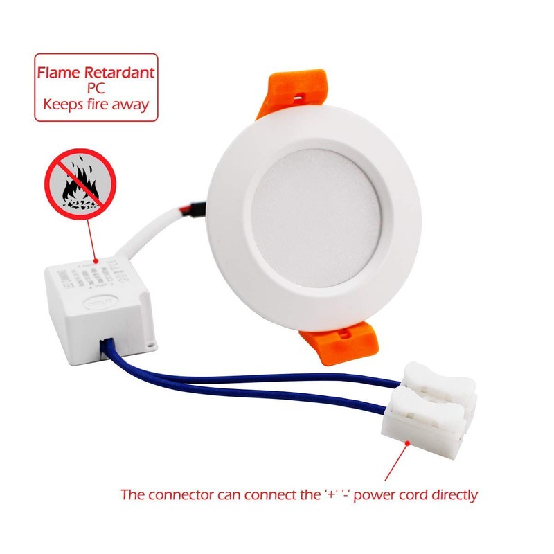 YGS-Tech 2 Inch LED Downlight Dimmable, 3W(35W Halogen Equivalent), 3000K