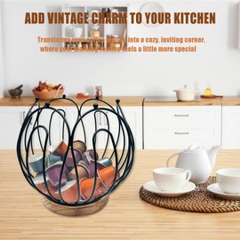 Coffee Pod Holder - K Cup Holder for Nespresso Pods Holder, Metal K Cup Organizer, Coffee Pod Storage, Bar Accessories Large Capacity Storage Basket for Kitchen Desktop (6.89 x 6.10 x 6.10'')