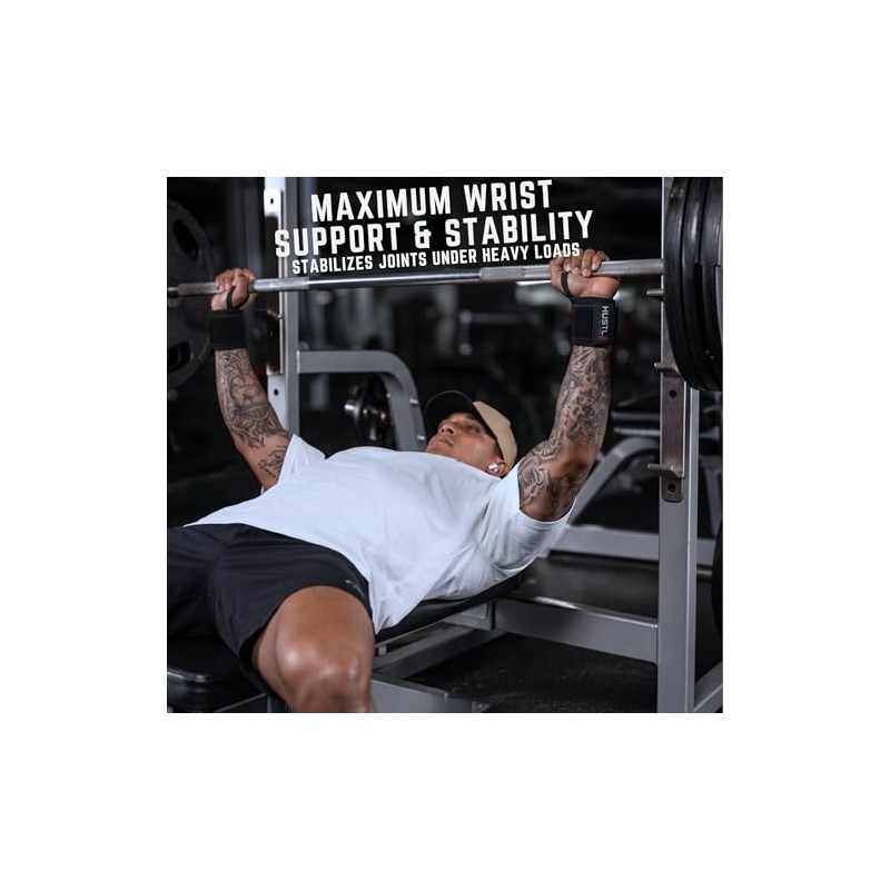 Hustle Athletics Wrist Wraps Weightlifting - Best Support for Gym