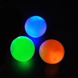 JIANGMU Glow-in-the-Dark LED Golf Balls - Light-Up, Resettable Time, Luminous Night Golf Balls - Gift Set for Men & Women (3)