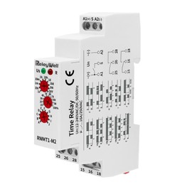 Delay Time Relay, GRT8-M2 AC DC 12V, 24V, 120V, 16A Multifunction Timer Relay with 10 Function Selections, 0.1 sec-10 Days, Delay ON Off, Din Rail Timer (M2 AC/DC 12V-240V)