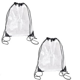 Lexziuo 2PCS Clear Backpack Stadium Approved - 12.99x16.93 Inch Waterproof PVC Transparent Bag for Concerts, Sports Events, Travel & Gym, TSA-Compliant Drawstring Backpack