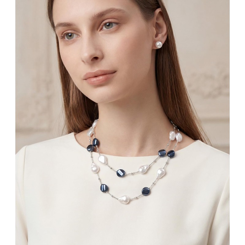 Errally Beaded Long Necklace and Earring Sets for Women Long