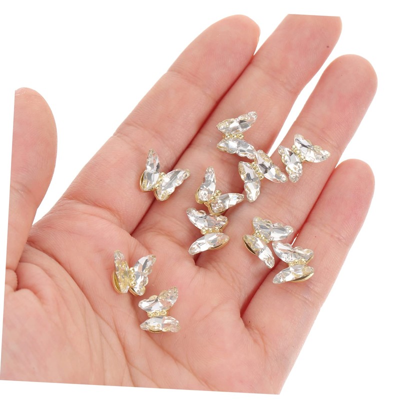 Baluue 10pcs 3D Butterfly Nail Charms Crystal Rhinestones Butterfly Nail