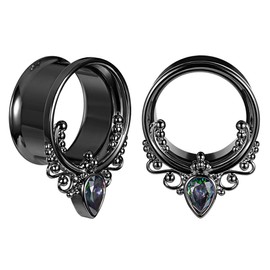 COOEAR 1 Pair of Surgical Steel Ear Gauges, Double Flared Seashell Ear Tunnels and Plugs, Stretcher Earrings, Stainless Steel, #2 9/16 inches (14 mm).