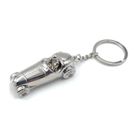 H-Customs Racing Car Antique Silver Keyring Pendant, silver