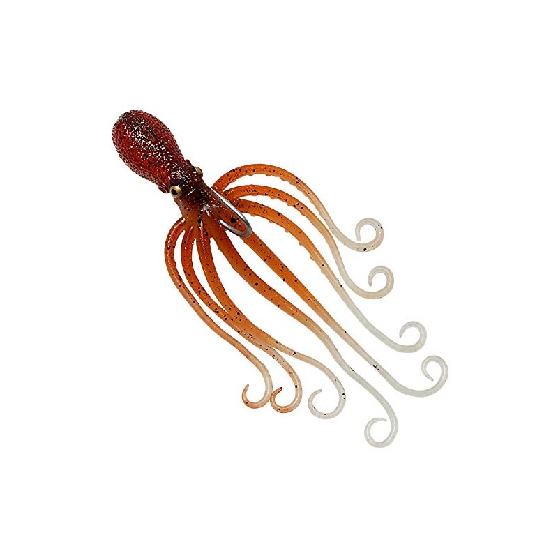 Savage Gear 3D Octopus Rubber Bait, Colour: Brown Glow, Length