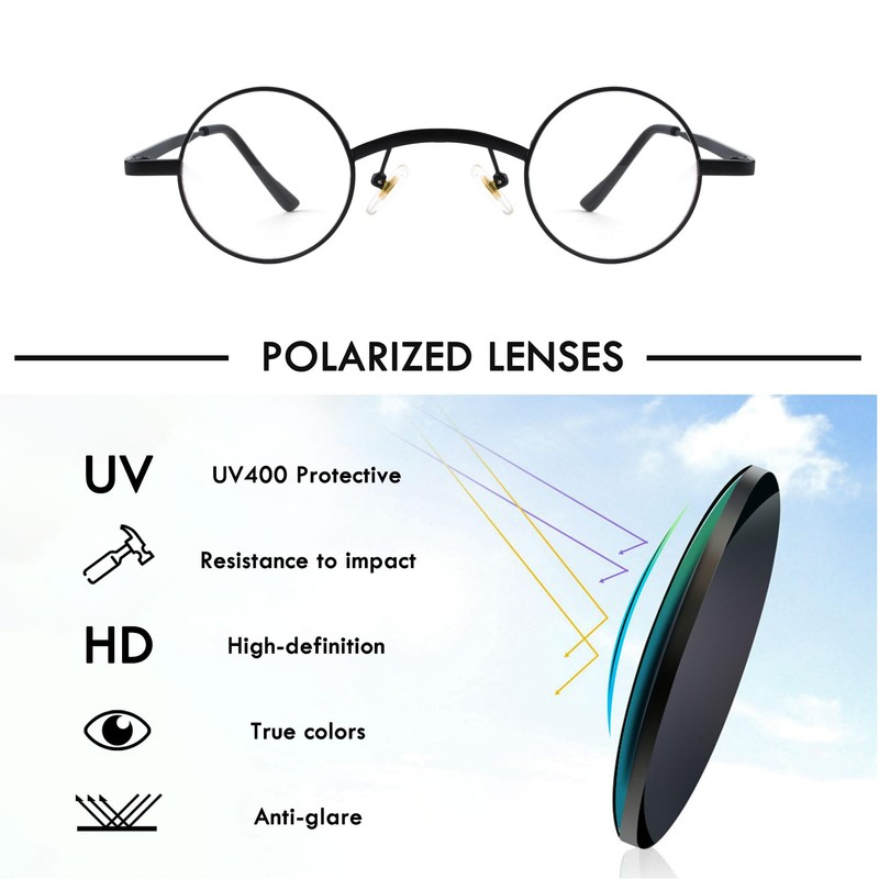 besbomig Steampunk Men's Women's Retro Sunglasses Round Hippie Small Rave