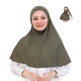 Prien Easy To Wear Hijab For Women, Muslim Instant Turban With Niqab, Islamic Clothes, Soft Scarf For Prayer, Abaya, Khimar (Khaki)