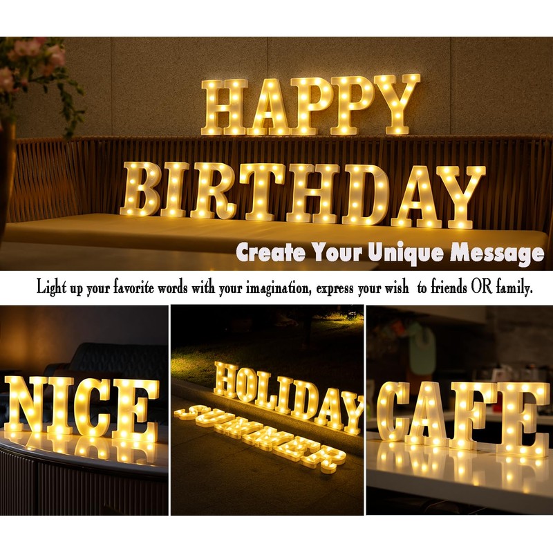 DyingSwan Led Light Up Letters, 26 Alphabet Marquee Letter Lights,