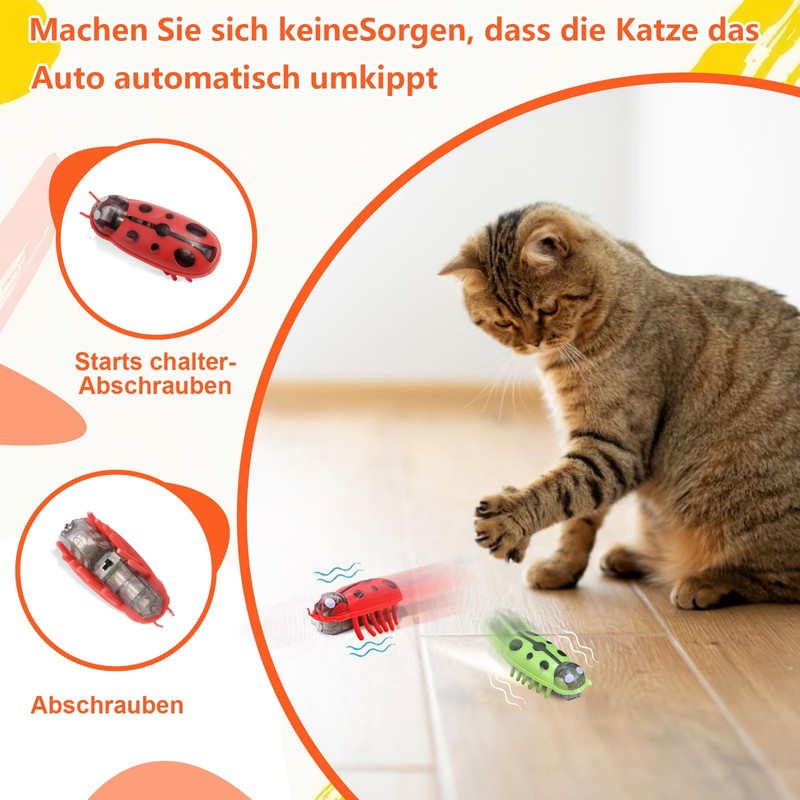 Mini Beetle, Pack of 2 Beetle Cat Toy, Electric Beetle