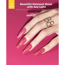 BURANO Red Reflective Glitter Gel Nail Polish, UV LED 7.3ml Sparkle Nail Polish Holographic Glitter Gel Curing Need for DIY Home S25