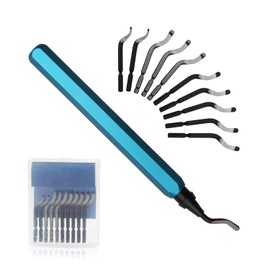 LURICO Universal deburring tool, deburring metal with 10 replacement blades, 360° rotating hand deburrer, metal, metal handle, hand deburrer for 3D printer, plastic, aluminium