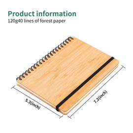 CWUINT 4 Set Lined Bamboo Journal Notebook,80 Pages,5.3”*7.2”,Hardcover Executive Notebooks,Daily Journal Notebook for Work,Travel,School,Note Taking,College (4)