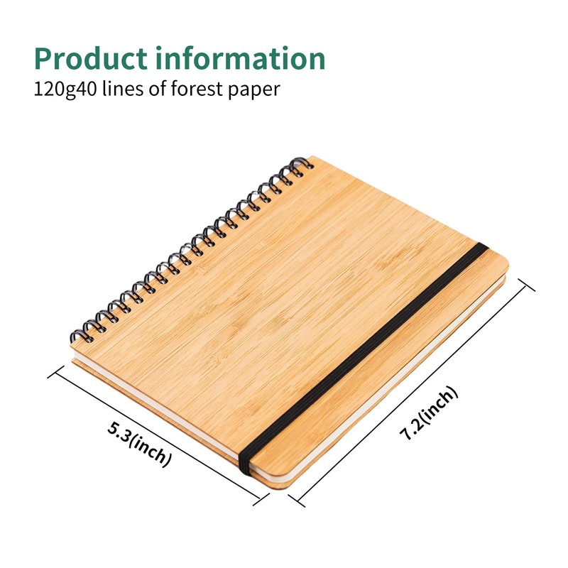 CWUINT 4 Set Lined Bamboo Journal Notebook,80 Pages,5.3”*7.2”,Hardcover Executive Notebooks,Daily