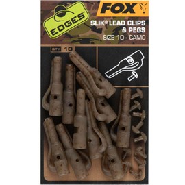 Fox Edges Camo Size 10 Slik Lead Clip + Pegs - 10 Lead Clips, Lead Clips, Carp Fishing Clips