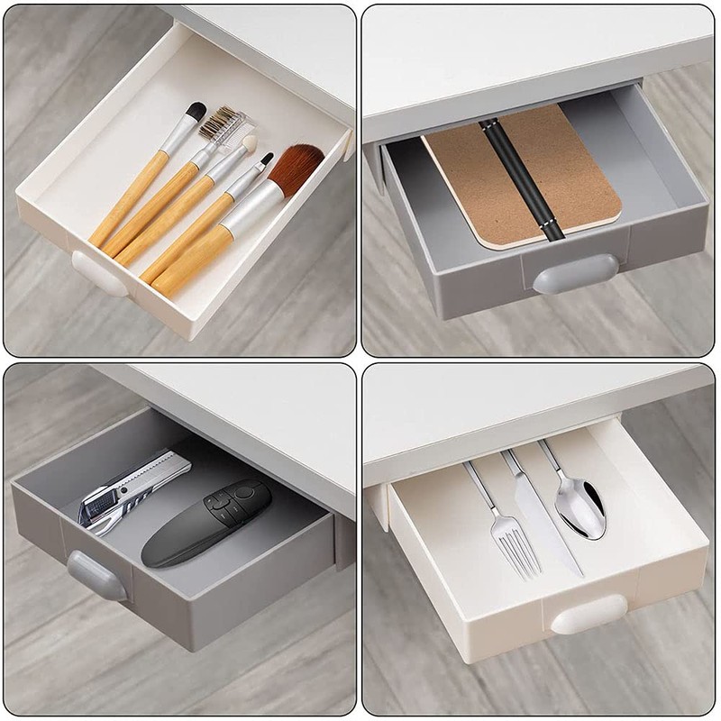 Pack of 2 Hidden Desk Organiser, Drawer Under Desk, Drawers