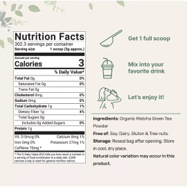 Matcha DNA Organic Matcha Green Tea Powder, 2 Pound (32 Ounce), Culinary Grade - Unflavored