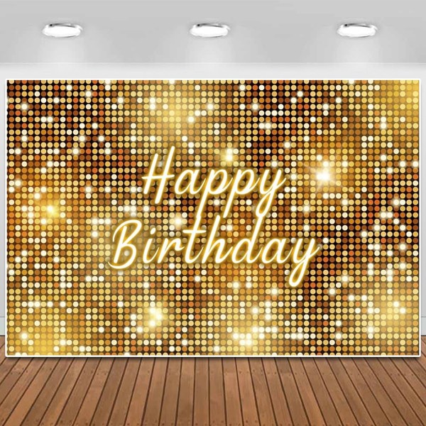 ChloropLastid Golden Flash Square Backdrop for Photography Happy Birthday Shinning