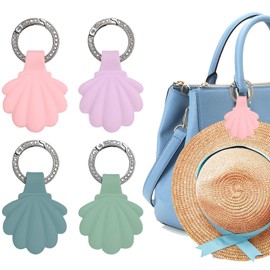 Homirty Pack of 4 Hat Clips for Travel, Magnetic Hat Clip, Portable Shell Shaped Hat Clips, Pockets Hat Holder Clips for Men and Women, for Sun Hats, Wide Brim Hats, Scarf Gloves