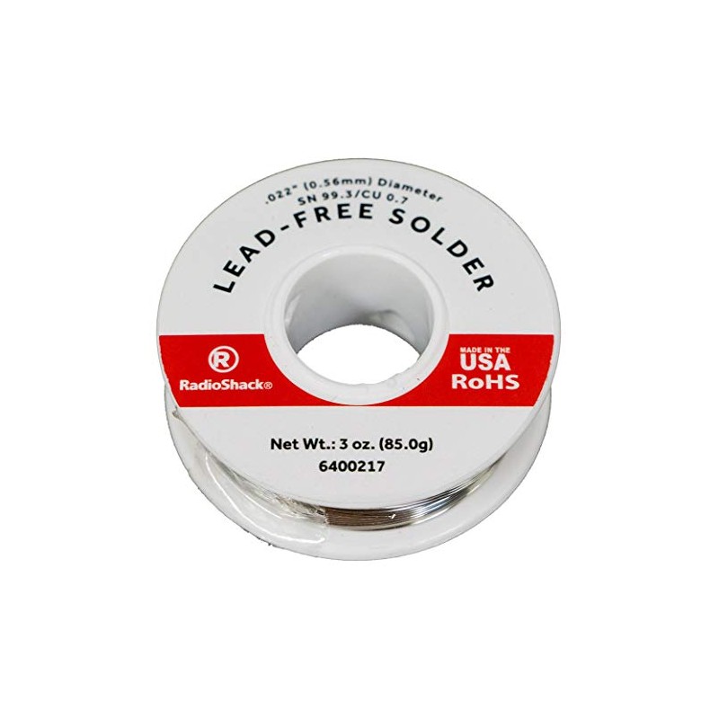 RadioShack SnCu 99.3/0.7 Lead-Free Solder, 0.022" Diameter - 3.0oz