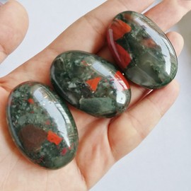 Manekieko Natural African Bloodstone Mini Oval Palm Bag Healing Crystal Massage Spa Energy Stone, Crystals and Healing Stones