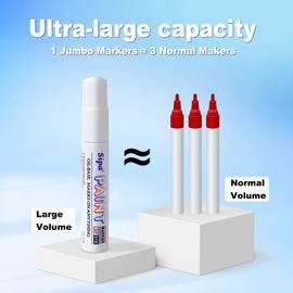 Sipa Jumbo White Paint Markers Pens, 2 Pack Oil Based Chisel Tip Permanent Paint Pens, Quick Drying & Waterproof Paint Markers for Rocks Wood Metal Plastic Canvas Glass Shoes, Gifts for artists, kid