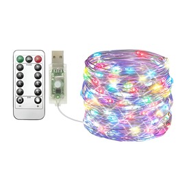 Clearhill USB Fairy Lights 1Pack,33ft/10M Colorful 100LED USB Cooper Wire String Lights with Remote Control, 8 Modes, Timing & Dimmable for Christmas Bedroom Indoor Outdoor Decor