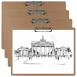 4PCS Extra Large Clipboards, 13’’ x 17’’ Clipboard, A3 Horizontal Wooden Clip Boards, Low Profile Clip Art Clipboard for Drawing, Sketching, Art Supplies, Landscape for Home Office