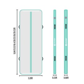 AKSPORT Gymnastics Air Mat Tumble Track Tumbling Mat Inflatable Floor Mats with Electric Air Pump for Home Use/Tumble/Gym/Training/Cheerleading/Parkour/Beach/Park/Water(Mint Green, 6.56ftx3.3ftx4inch)