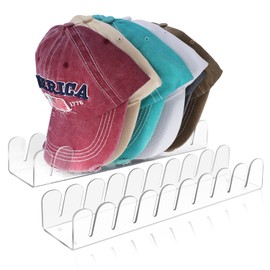 EPHIFY Acrylic Hat Organizer - Hat Stand for Baseball Caps, 2 Pack No Install Clear Hat Holder for 18 Baseball Caps, Perfect for Bedroom, Closet, Dresser, and Office Display