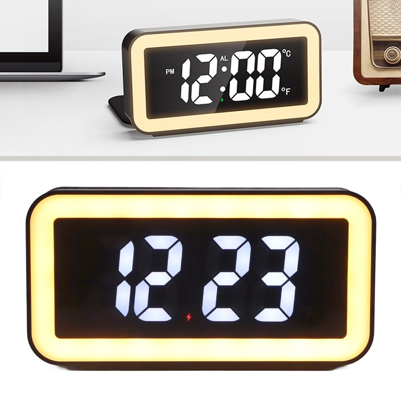 Wireless Charging Alarm Clock USB Reverse Charging LED Large Screen