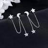 925 Sterling Silver Cuff Earrings Chain for Women Asymmetric Star