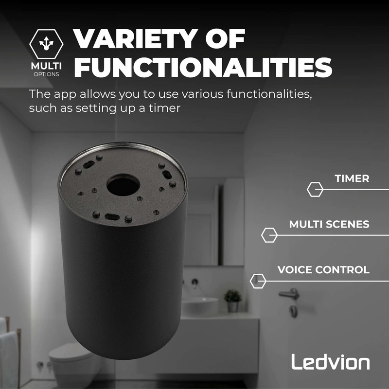 Ledvion - LED surface-mounted spotlights, round, dimmable, 5 W, RGBWW,