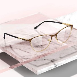 OLIEYE Cat Eye Reading Glasses For Women Retro Design Reader Computer Glasses with Spring Hinges