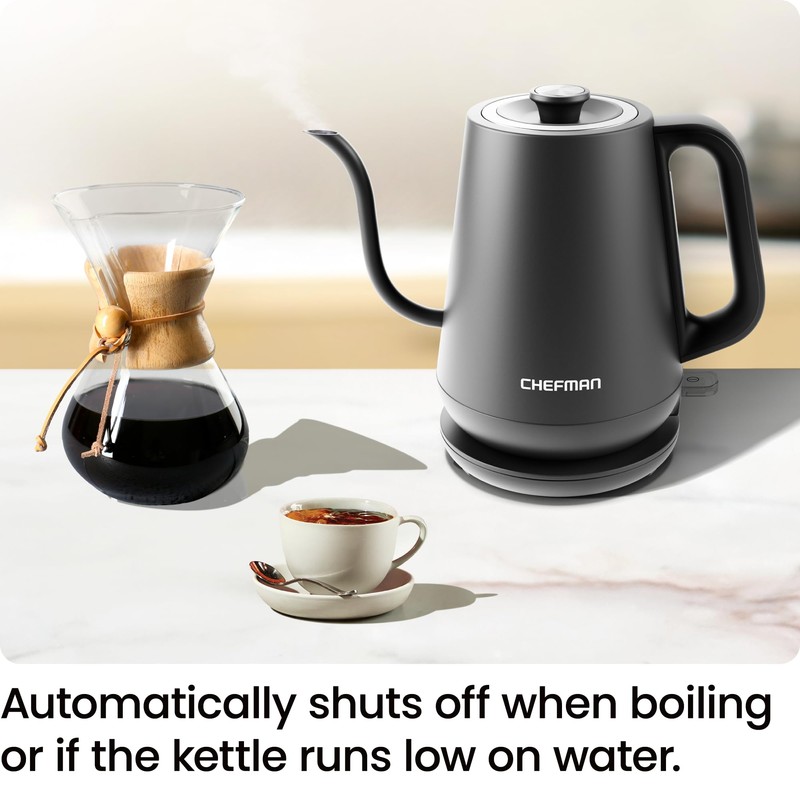 Chefman Gooseneck Electric Kettle, 0.8L Pour Over Tea Kettle for