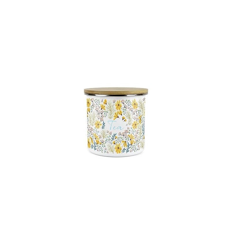 Purely Home Daisies Floral Tea Storage Canister - Flowers Design