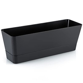 Skelang - Maceta Rectangular de 3 Piezas, Caja para macetas de Flores de 12 Pulgadas, contenedor para alféizar de la Ventana para suculentas, Hierbas, Verduras (Negro)