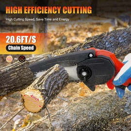 Mini Chainsaw Cordless 4 Inch Battery Powered Chainsaw One Hand Electric Chainsaw Handheld Portable Chainsaw for Tree Branch Wood Cutting