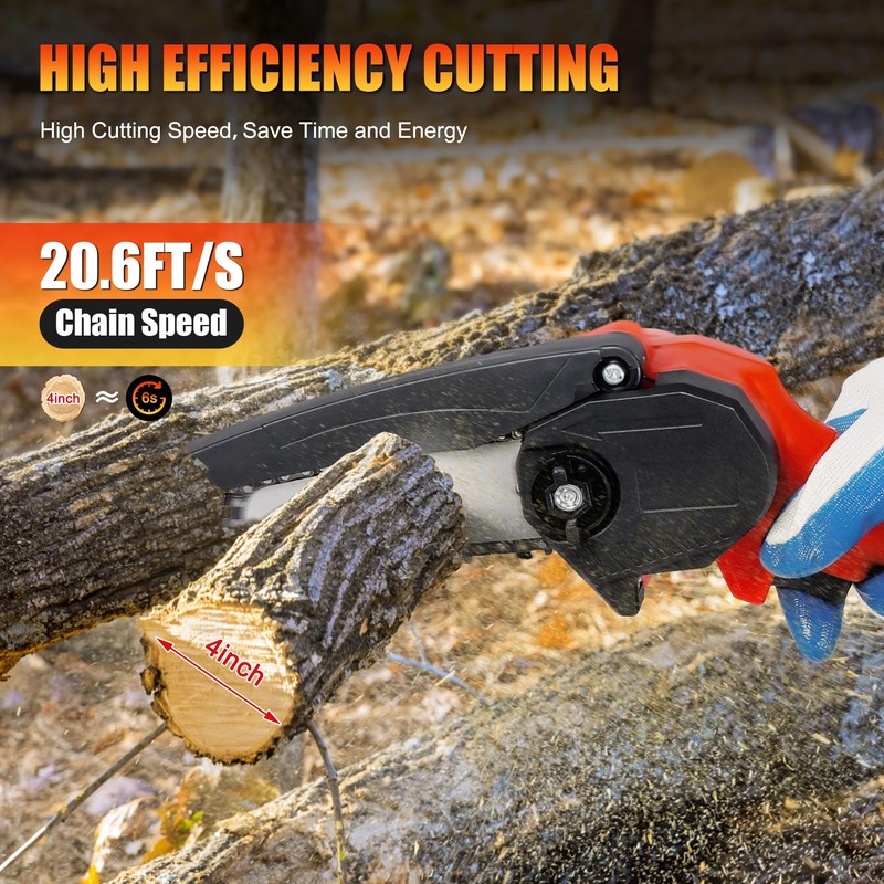 Mini Chainsaw Cordless 4 Inch Battery Powered Chainsaw One Hand