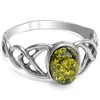 Ian and Valeri Co. Green Amber Sterling Silver Celtic Oval