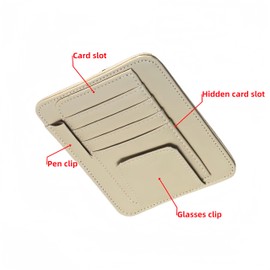 Auto Car Sun Visor Organizer, Multifunctional Auto Interior Accessories Storage Pocket Sun Visor Pouch for Card License Registration Document Pen Key Interior Accessories Pocket Organizer (Beige)