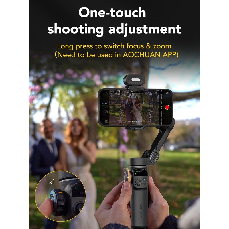 AOCHUAN Smart X2 Smartphone Gimbal Stabilizer with 360°Rotation,OLED Display,Built-in 20cm