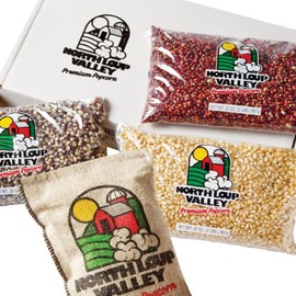 Popcorn County USA | Un-popped Popcorn Lovers Gift Box Set | Non GMO | Made in Nebraska | Contains 2 lb Each White Popcorn, Blue Popcorn, Red Popcorn, & Yellow Popcorn | 8 lb Total